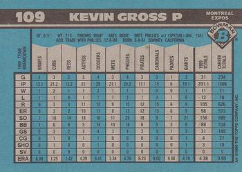 1990 Bowman #109 Kevin Gross Back