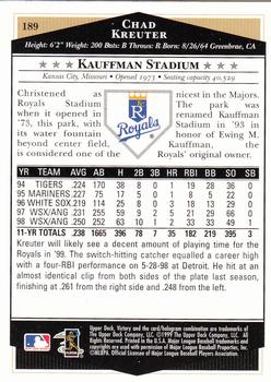 1999 Upper Deck Victory #189 Chad Kreuter Back