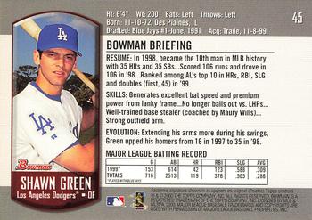 2000 Bowman #45 Shawn Green Back
