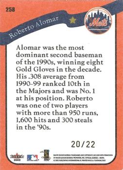 2002 Fleer Platinum - Platinum (Glossy) #258 Roberto Alomar Back