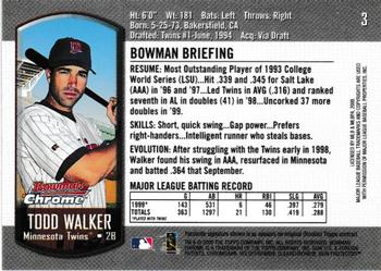 2000 Bowman Chrome #3 Todd Walker Back