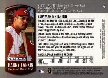 2000 Bowman Chrome #4 Barry Larkin Back