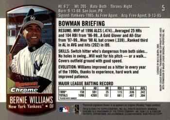 2000 Bowman Chrome #5 Bernie Williams Back