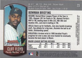 2000 Bowman Chrome #23 Cliff Floyd Back