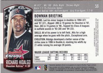 2000 Bowman Chrome #59 Richard Hidalgo Back