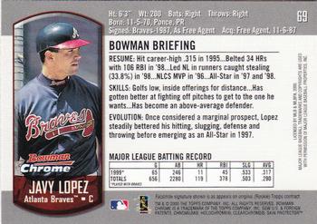 2000 Bowman Chrome #69 Javy Lopez Back