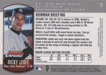 2000 Bowman Chrome #73 Ricky Ledee Back