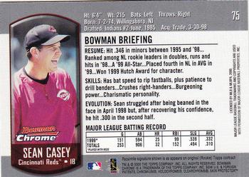 2000 Bowman Chrome #75 Sean Casey Back