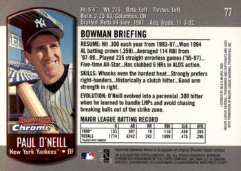 2000 Bowman Chrome #77 Paul O'Neill Back