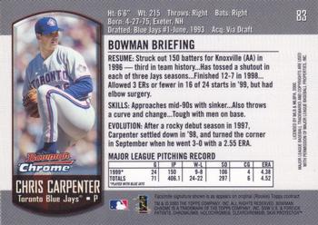 2000 Bowman Chrome #83 Chris Carpenter Back