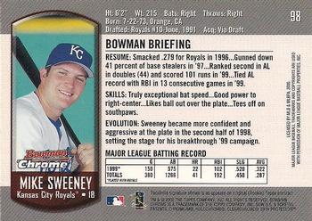2000 Bowman Chrome #98 Mike Sweeney Back