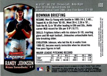 2000 Bowman Chrome #100 Randy Johnson Back