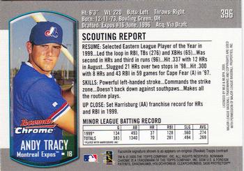 2000 Bowman Chrome #396 Andy Tracy Back