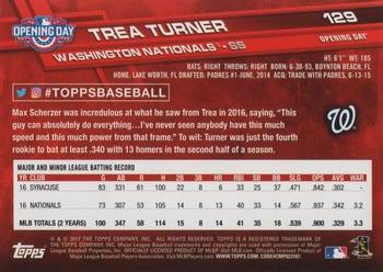 2017 Topps Opening Day #129 Trea Turner Back