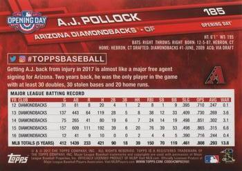 2017 Topps Opening Day #185 A.J. Pollock Back