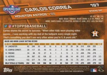 2017 Topps Opening Day #197 Carlos Correa Back