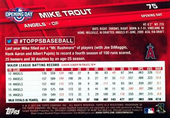 2017 Topps Opening Day #75 Mike Trout Back