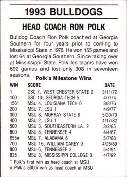1993 Mississippi State Bulldogs #NNO Ron Polk Back
