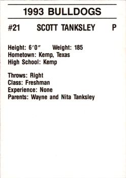 1993 Mississippi State Bulldogs #NNO Scott Tanksley Back
