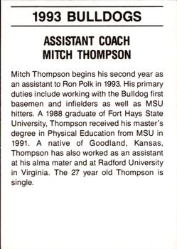 1993 Mississippi State Bulldogs #NNO Mitch Thompson Back