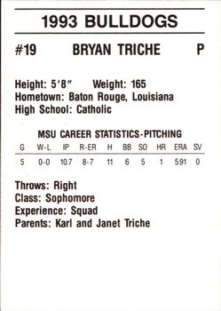 1993 Mississippi State Bulldogs #NNO Bryan Triche Back