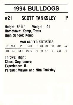 1994 Mississippi State Bulldogs #NNO Scott Tanksley Back