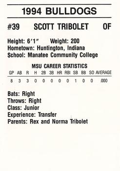 1994 Mississippi State Bulldogs #NNO Scott Tribolet Back