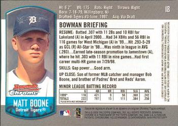 2000 Bowman Chrome Draft Picks & Prospects #18 Matt Boone Back