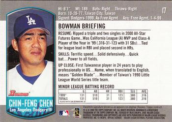 2000 Bowman Draft Picks & Prospects #17 Chin-Feng Chen Back
