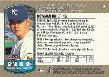 2000 Bowman Draft Picks & Prospects #59 Chad Durbin Back