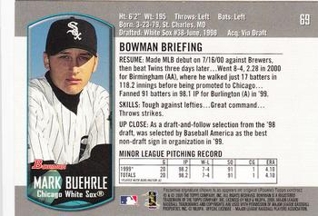 2000 Bowman Draft Picks & Prospects #69 Mark Buehrle Back