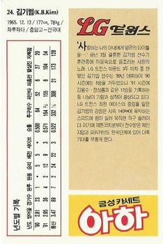 1992 Geumseong LG Twins #24 Ki-Beom Kim Back