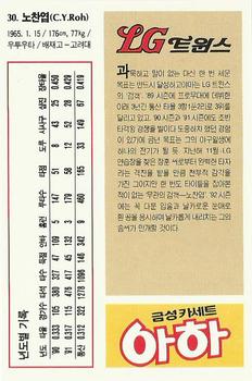 1992 Geumseong LG Twins #30 Chan-Yeop No Back