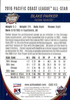 2016 Choice Pacific Coast League All-Stars #33 Blake Parker Back