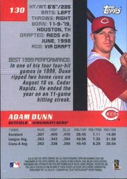 2000 Bowman's Best #130 Adam Dunn Back