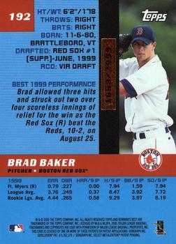 2000 Bowman's Best #192 Brad Baker Back