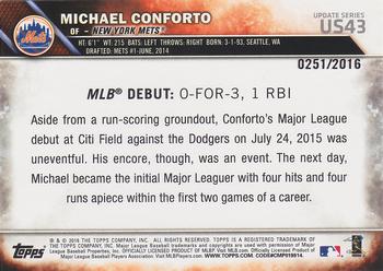 2016 Topps Update - Gold #US43 Michael Conforto Back