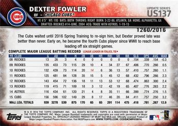 2016 Topps Update - Gold #US137 Dexter Fowler Back