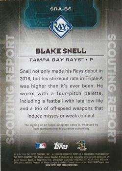 2016 Topps Update - Scouting Report Autographs #SRA-BS Blake Snell Back