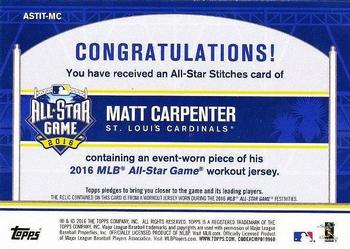 2016 Topps Update - All-Star Stitches Gold #ASTIT-MC Matt Carpenter Back