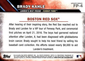 2016 Topps Update - First Pitch #FP-4 Brady Kahle Back