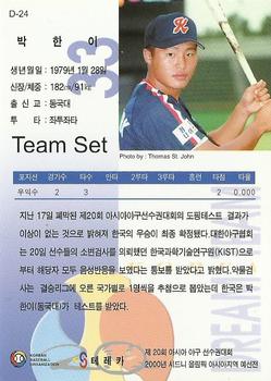 1999 Teleca Premium - Korea Dream Team #D24 Han-Yi Park Back