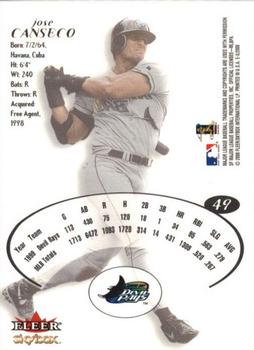2000 Fleer E-X #49 Jose Canseco Back