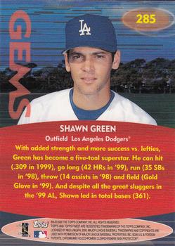 2000 Finest #285 Shawn Green Back