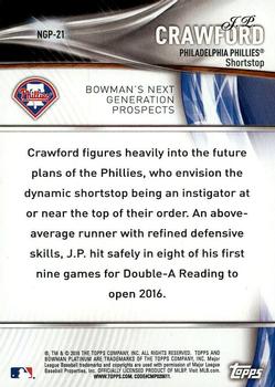 2016 Bowman Platinum - Next Generation Prospects #NGP-21 J.P. Crawford Back