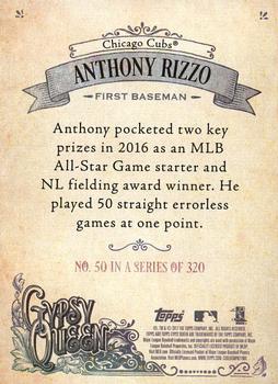 2017 Topps Gypsy Queen #50 Anthony Rizzo Back
