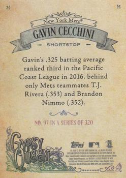2017 Topps Gypsy Queen #97 Gavin Cecchini Back