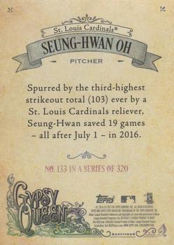 2017 Topps Gypsy Queen #133 Seung-hwan Oh Back