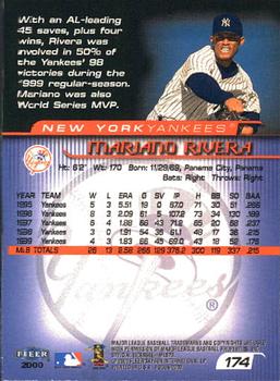 2000 Fleer Focus #174 Mariano Rivera Back