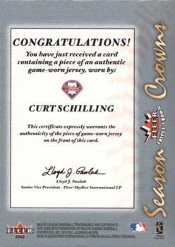 2002 Fleer Triple Crown - Season Crowns Game-Used #NNO Randy Johnson / Curt Schilling  / John Smoltz Back